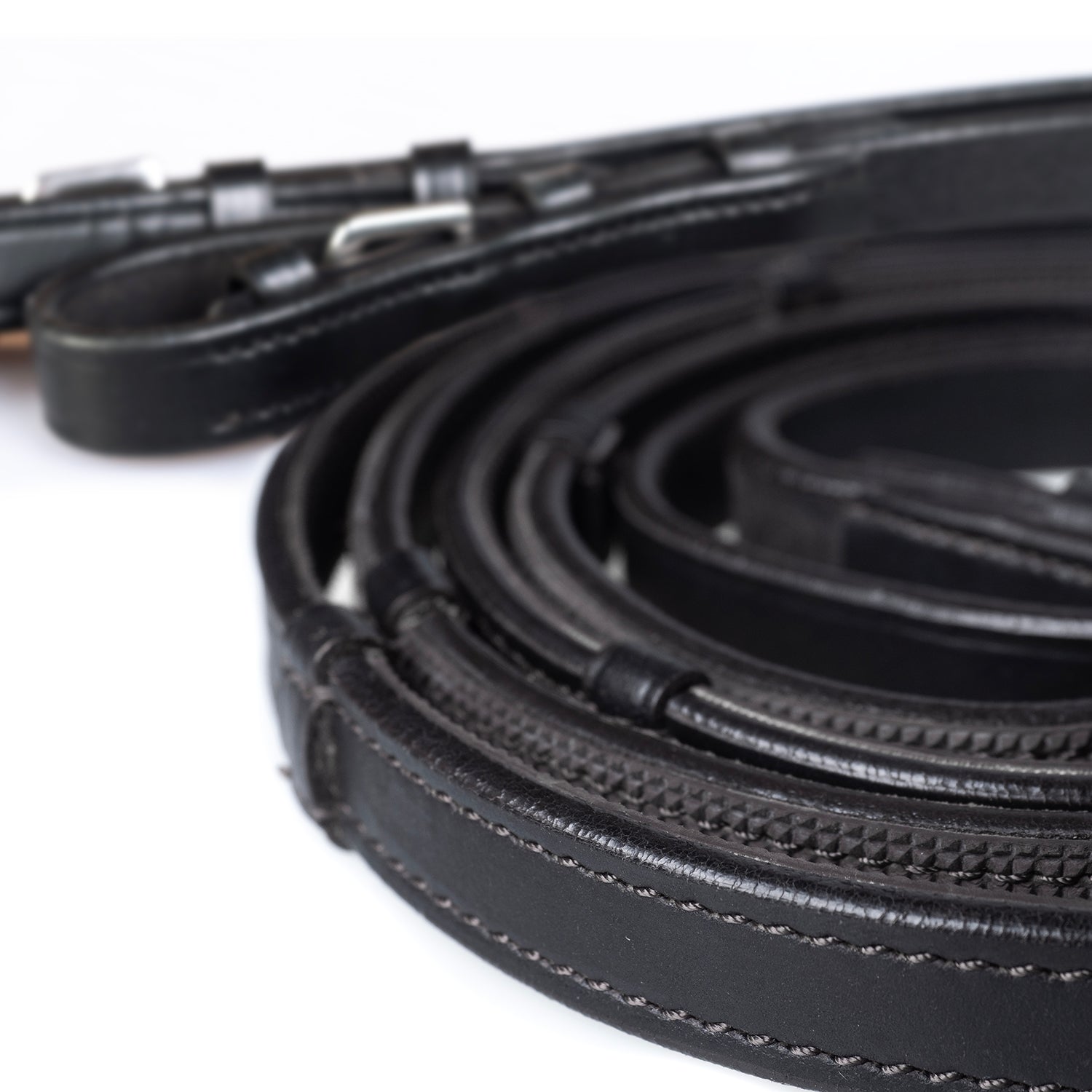Plain Leather with Rubber Insole and Continental Stoppers Buckle Reins - Havana