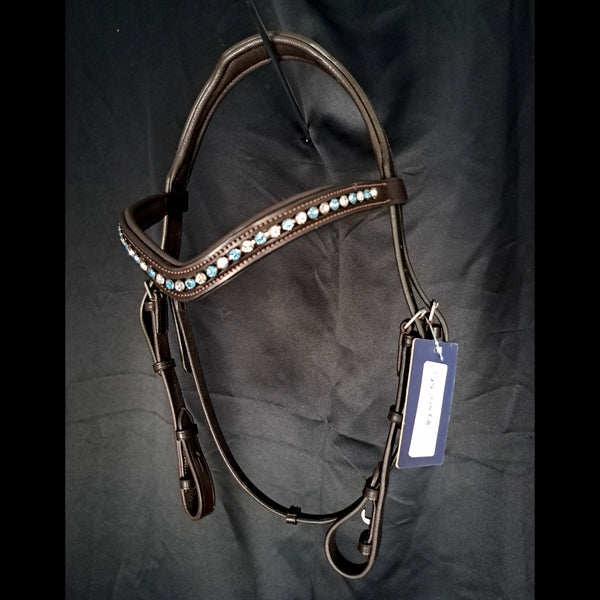 COB - HAVANA NOSEBANDLESS BRIDLE AQUARMARINE AND CLEAR V - SALE