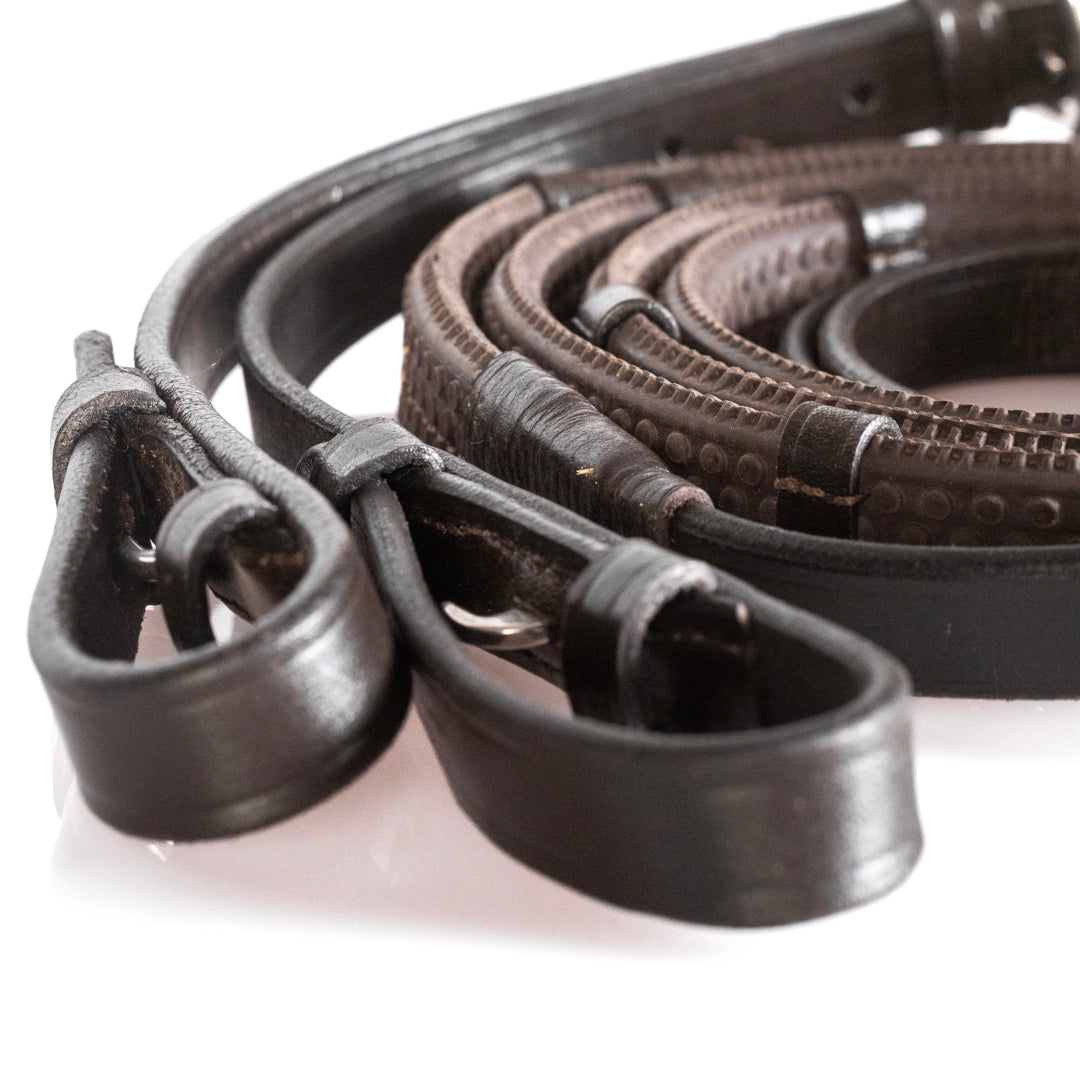 Pelham Rubber Grip Reins - Havana