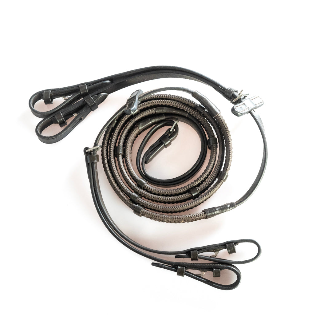 Pelham Rubber Grip Reins - Havana