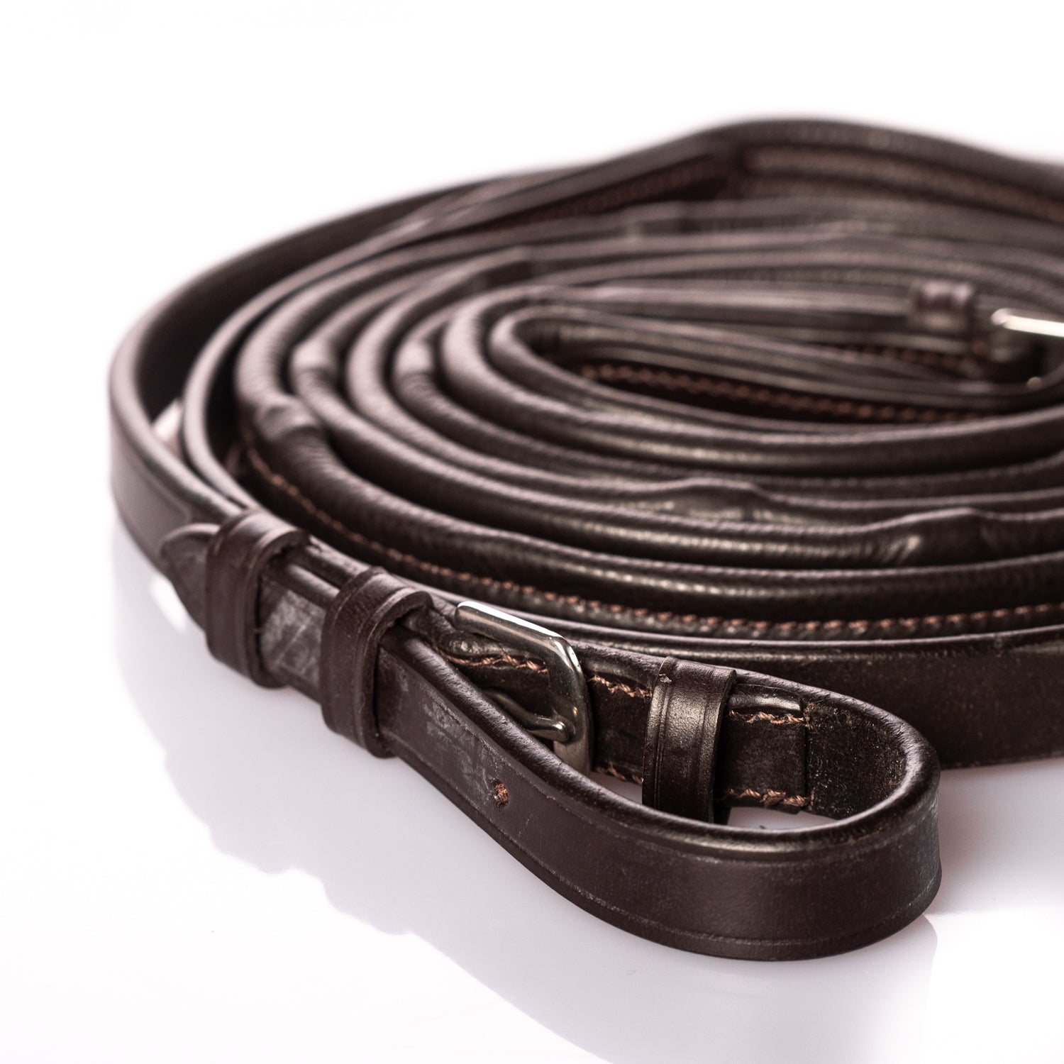 Padded Leather 5/8 Buckle Reins - Havana