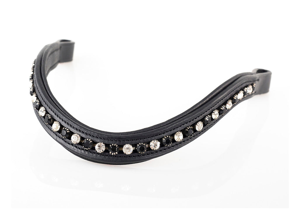 Gel padded black bridle with wave browband and removable flash