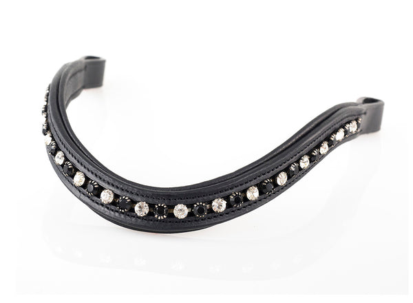Gel padded black bridle with wave browband and removable flash