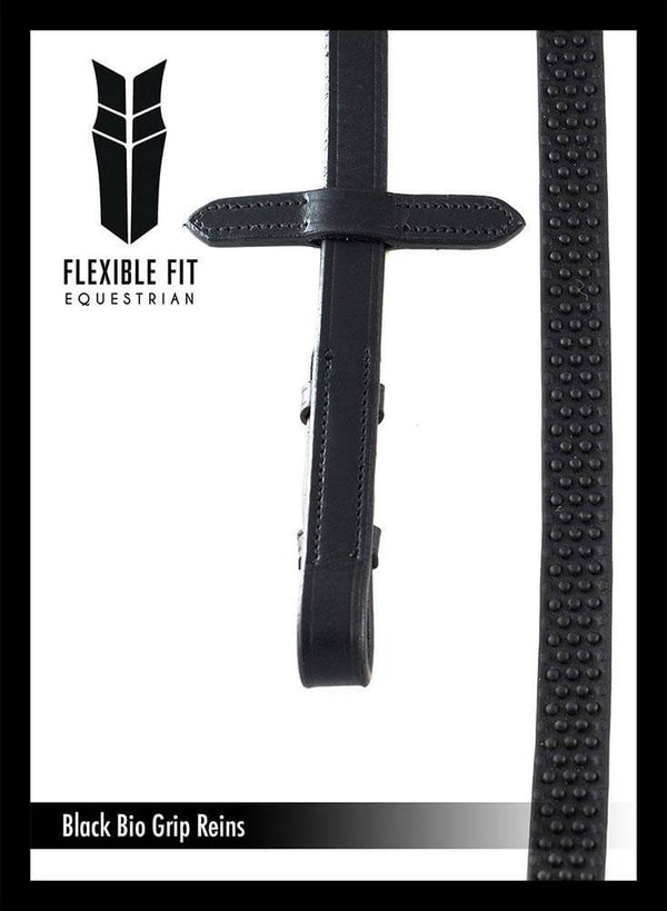 BIO GRIP BLACK REINS - Flexible Fit Equestrian LLC