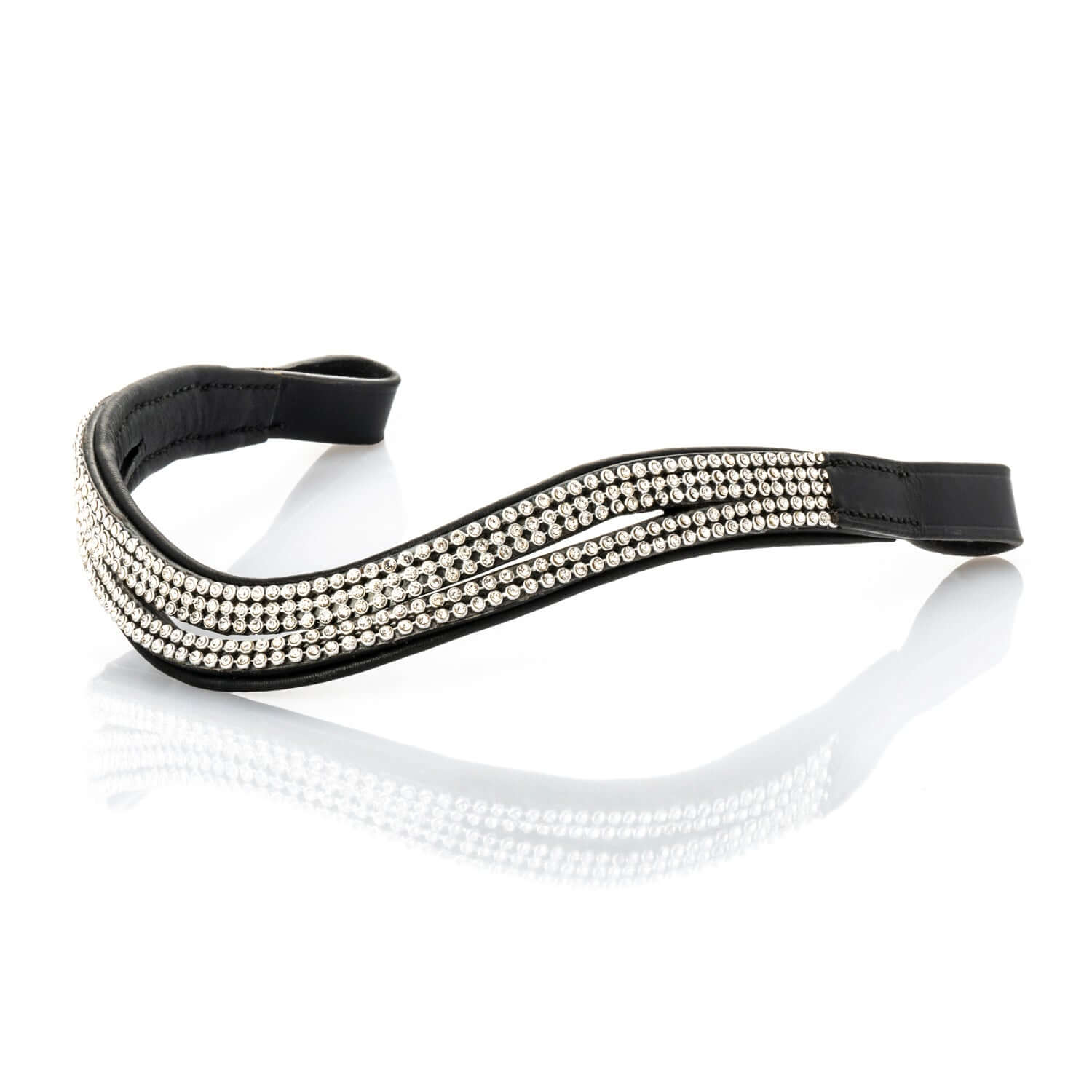 5 Row Crystal Split Wave Browband - Black