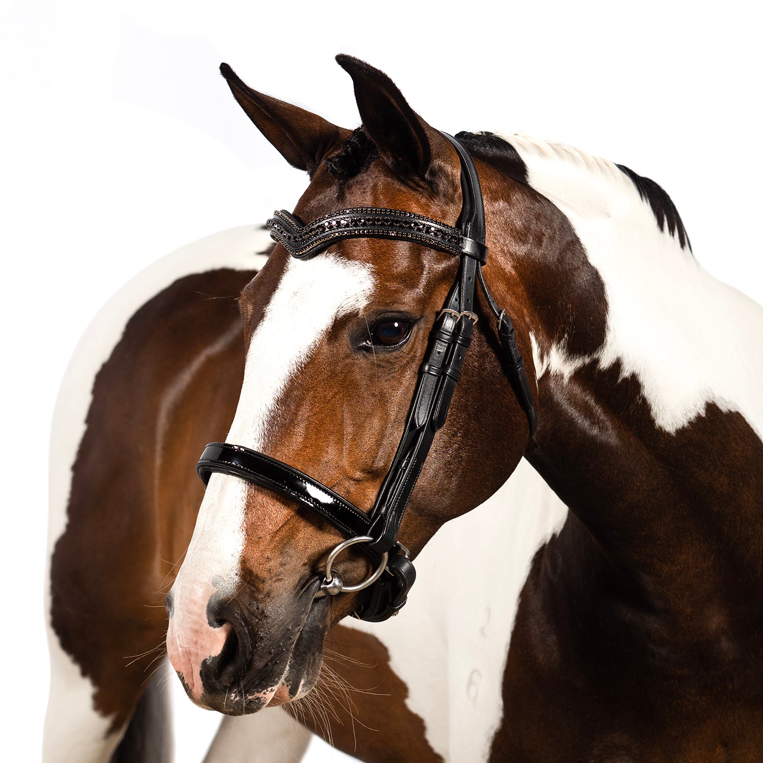Swarovski Black Crystal 3 Row V Gel Browband - Black