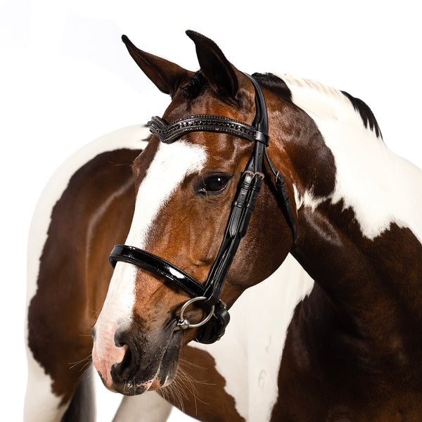 Swarovski Black Crystal 3 Row V Gel Browband - Black
