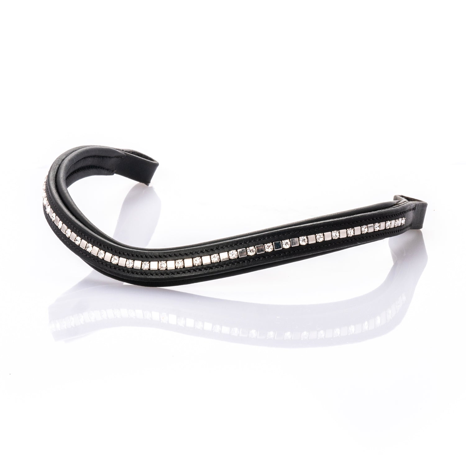 Clear Crystal and Mini Clincher Wave Gel Browband - Black