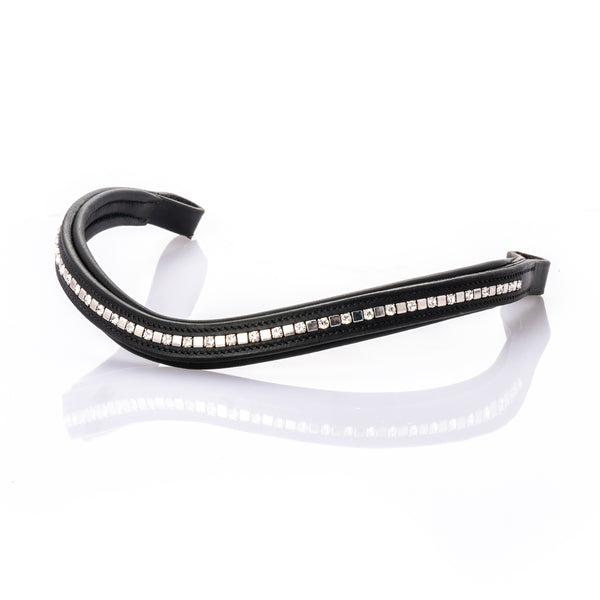 Clear Crystal and Mini Clincher Wave Gel Browband - Black