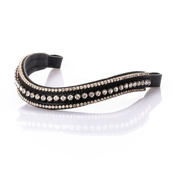 Swarovski Crystal Triple Row Wave Gel Browband - Black