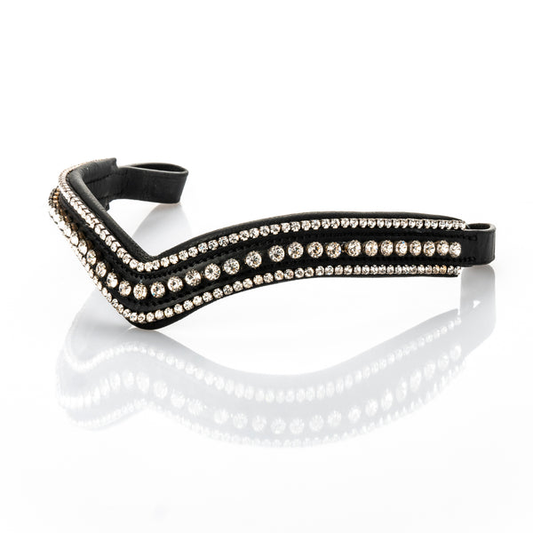 Swarovski Crystal Triple Row V Gel Browband - Black