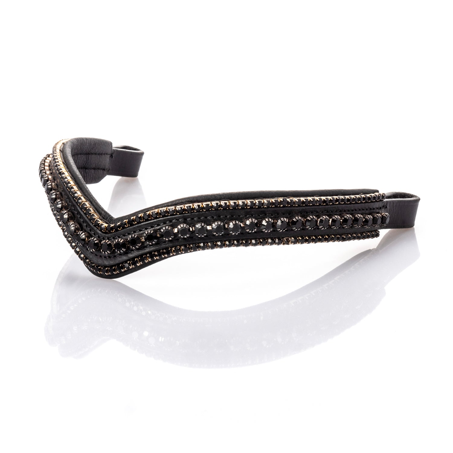 Swarovski Black Crystal 3 Row V Gel Browband - Black
