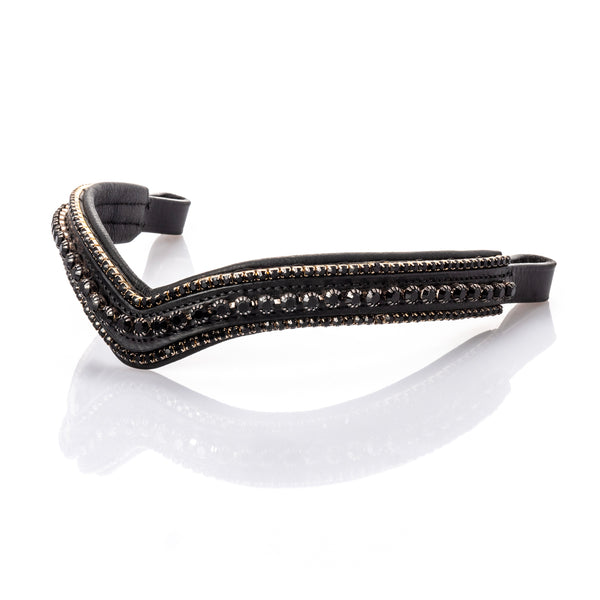Swarovski Black Crystal 3 Row V Gel Browband - Black