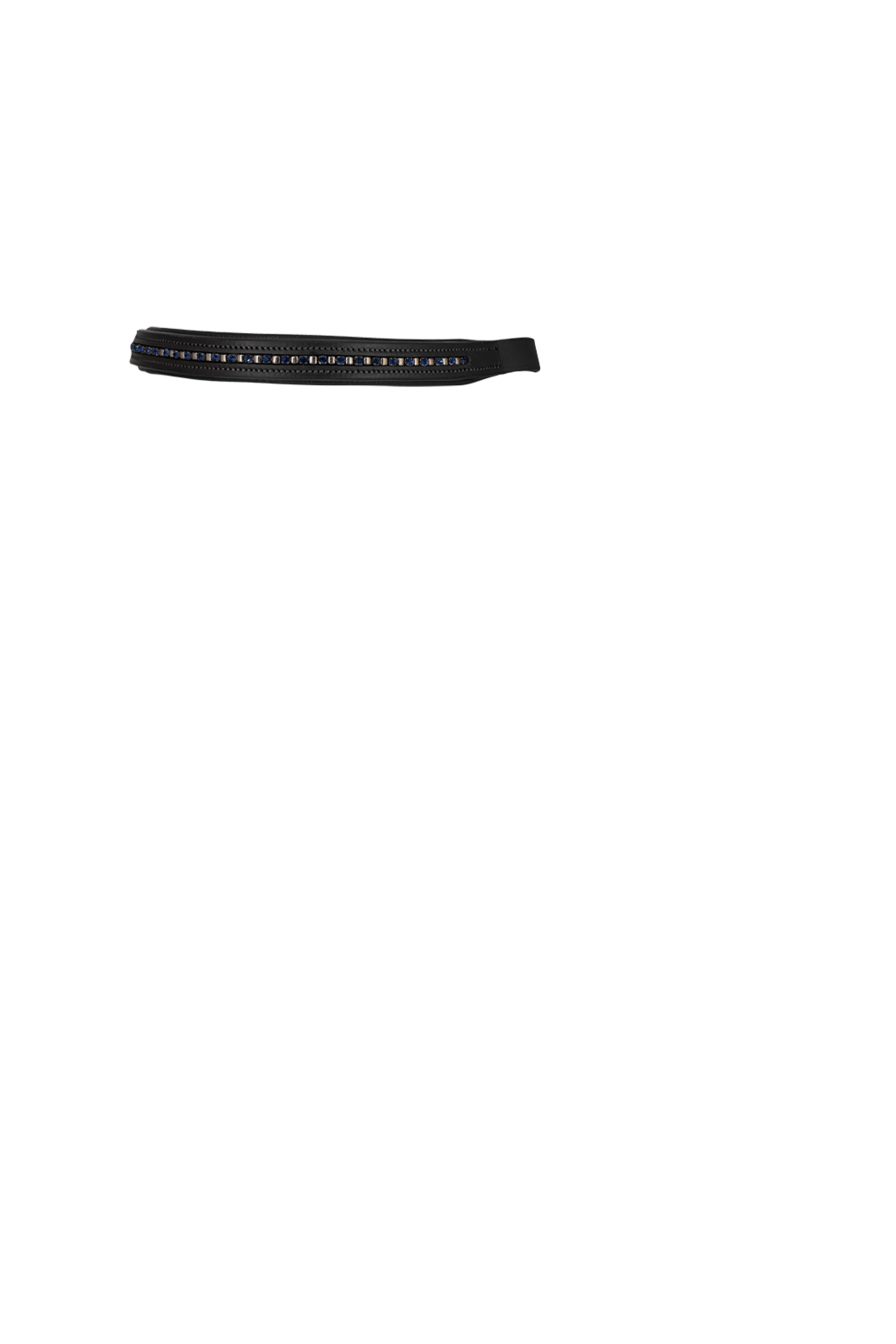 Navy Blue Crystal and Mini Clincher Straight Gel Browband - Black