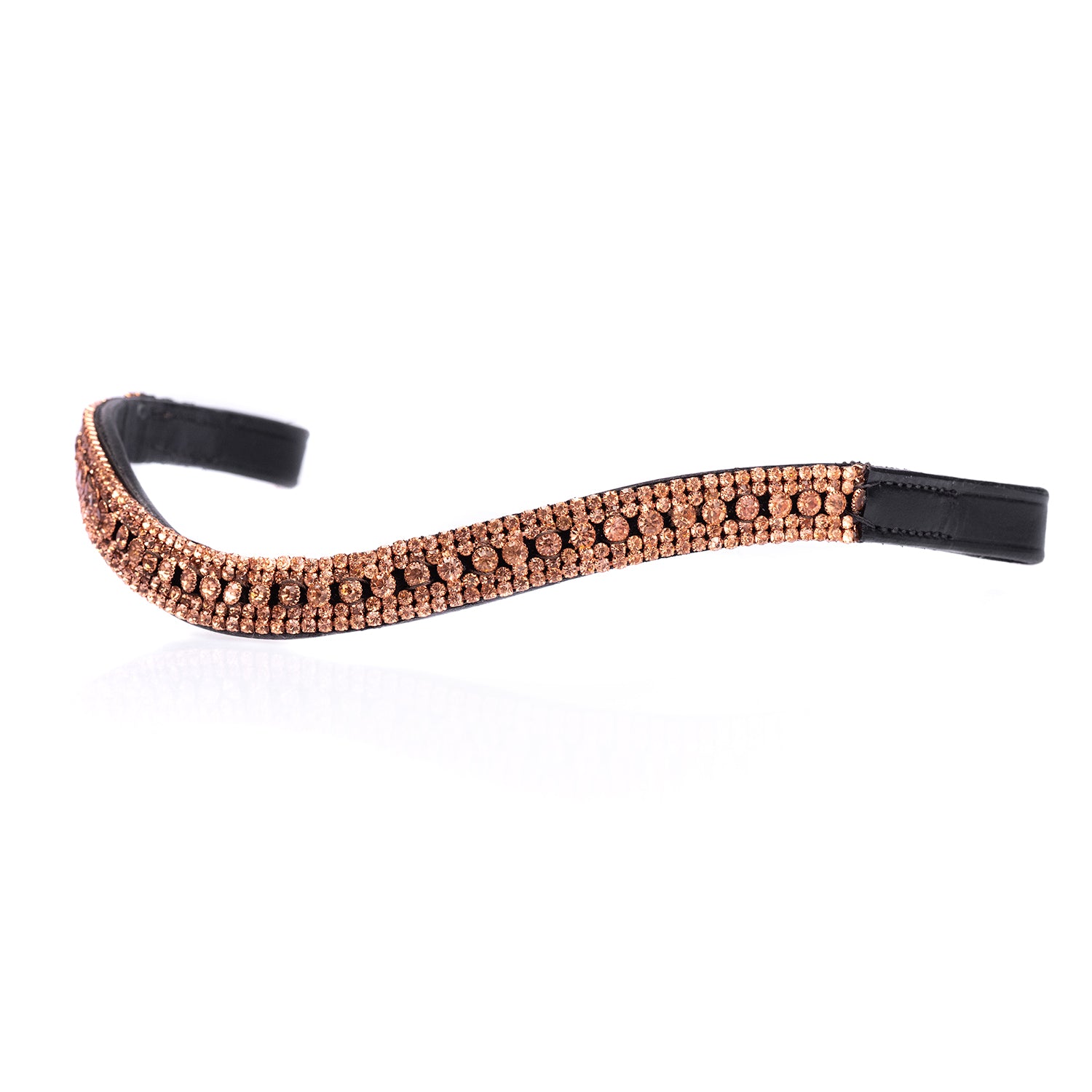 Rose Gold Crystal Princess Wave Browband - Black