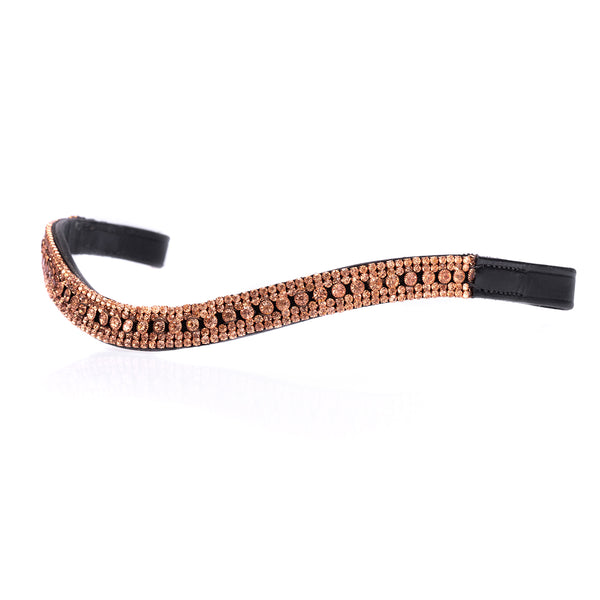 Rose Gold Crystal Princess Wave Browband - Black