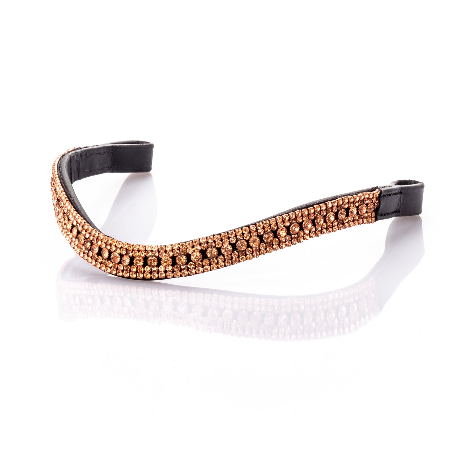 Rose Gold Crystal Princess Wave Browband - Black