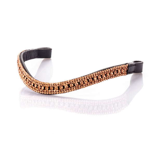Rose Gold Crystal Princess Wave Browband - Black