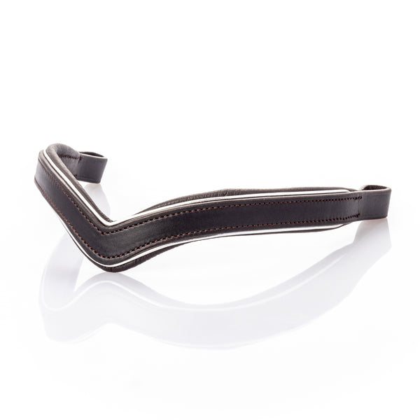 Flat Plain with Silver Piping V Gel Browband - Havana