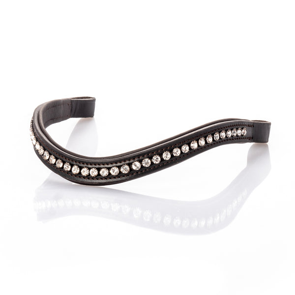 English leather nosebandless bridle with gel padding and monocrown design