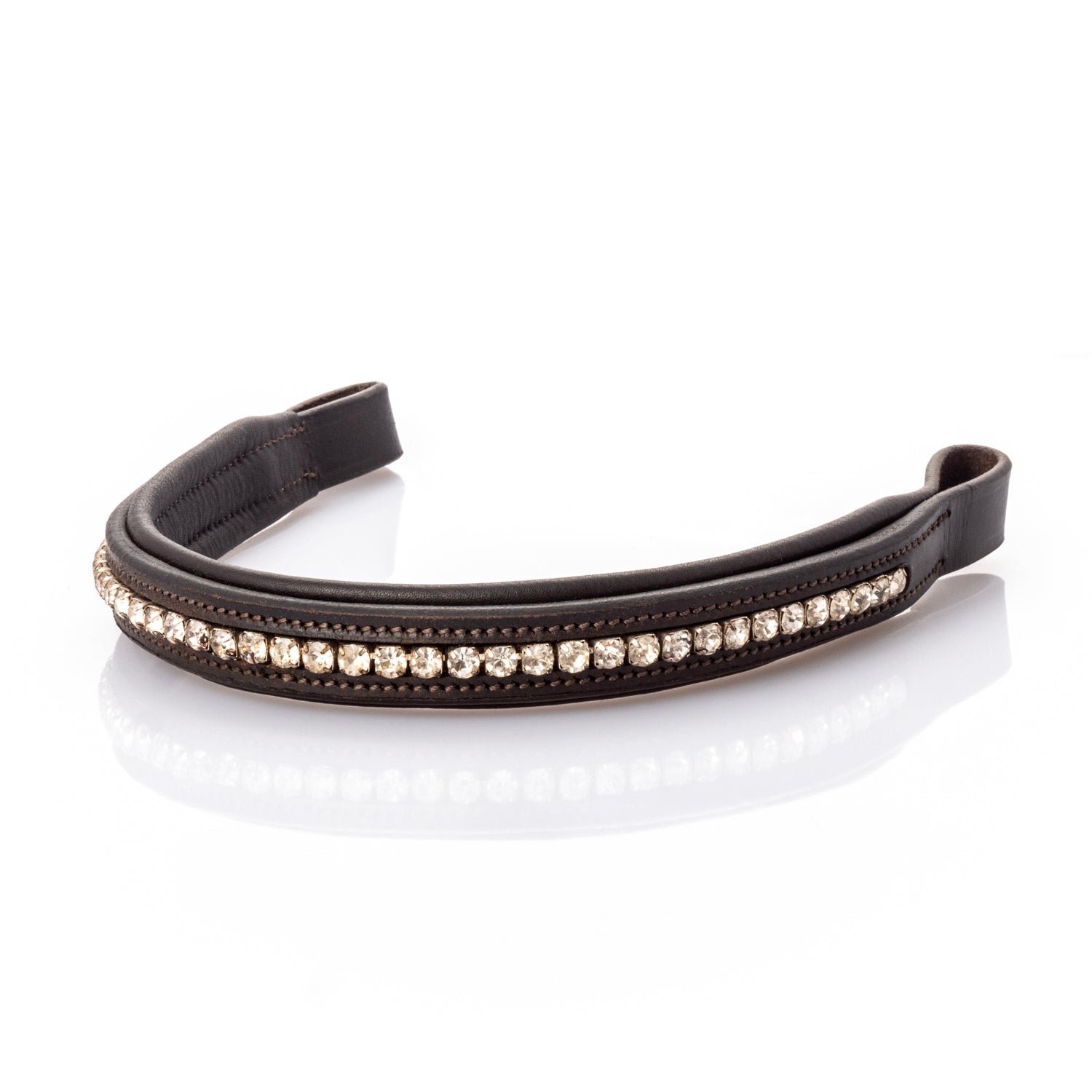 Clear Crystal Straight Gel Browband - Havana