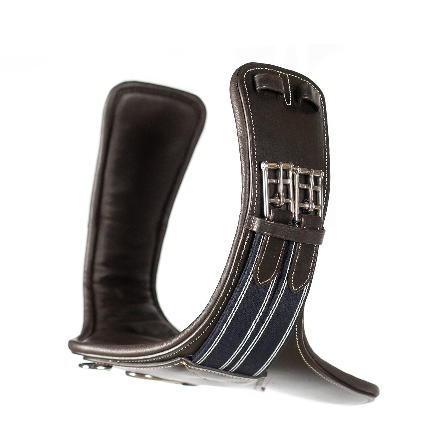 SHORT STUD GIRTH HAVANA - BLUE AND WHITE - Flexible Fit Equestrian LLC