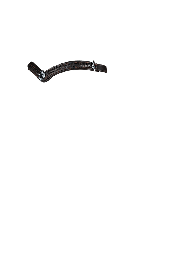 PLAITED WITH SHIELDS V SHAPE - HAVANA BROWBAND - Flexible Fit Equestrian LLC