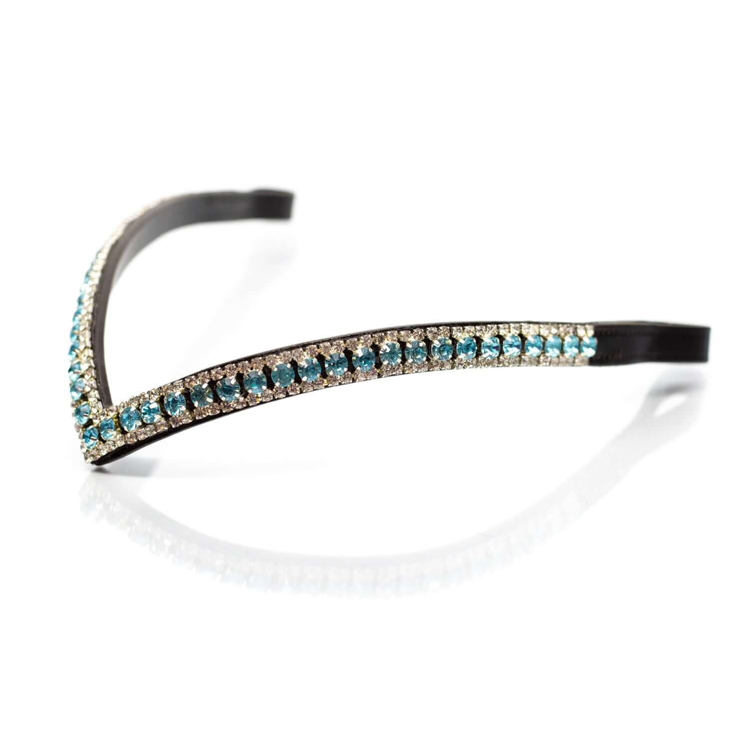 Aquamarine and Clear Crystal Thin V Browband - Havana