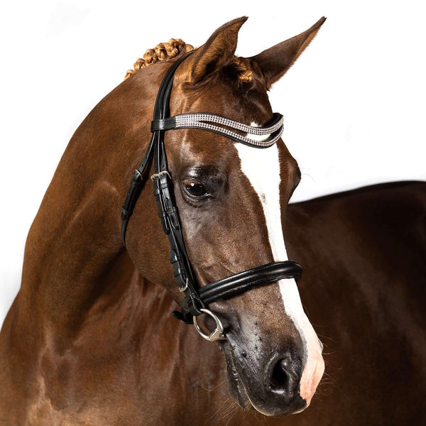 5 Row Crystal Split Wave Browband - Black