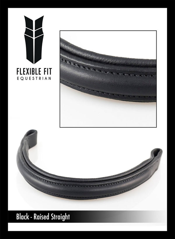 Raised Plain Straight Gel Browband - Black
