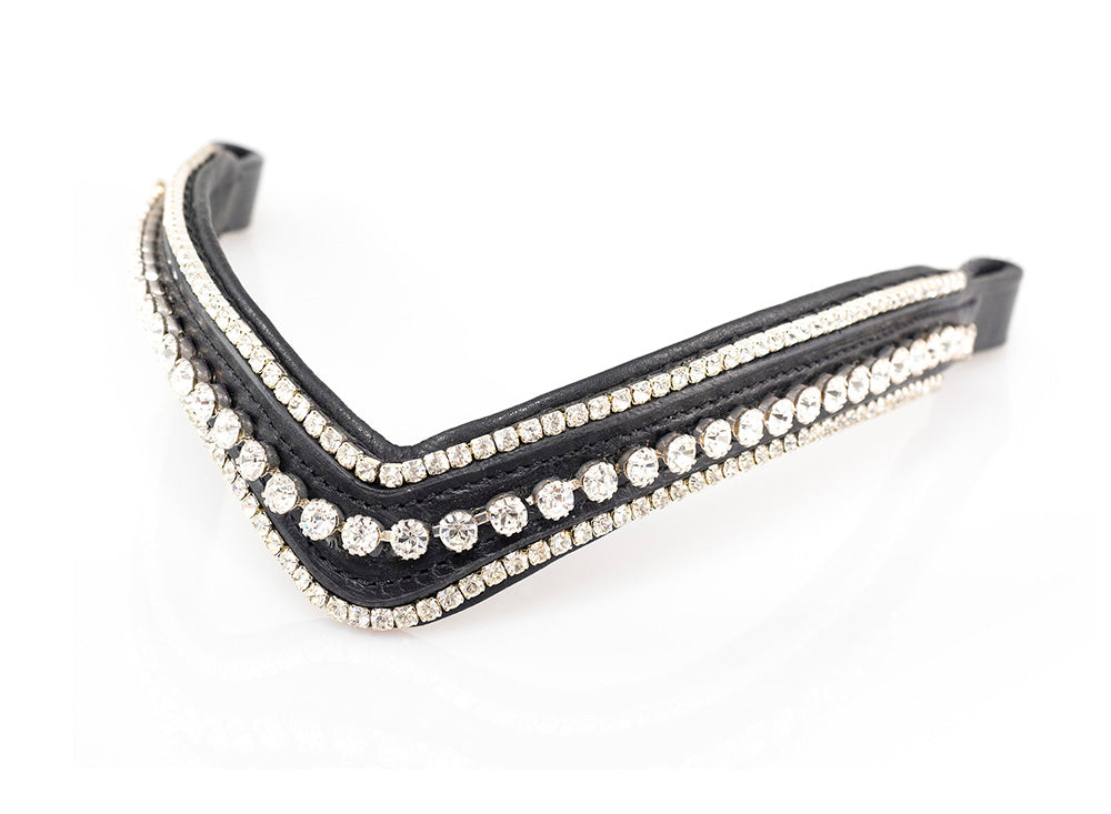 Swarovski Crystal Triple Row V Gel Browband - Black