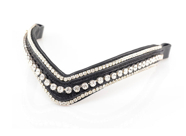 Swarovski Crystal Triple Row V Gel Browband - Black