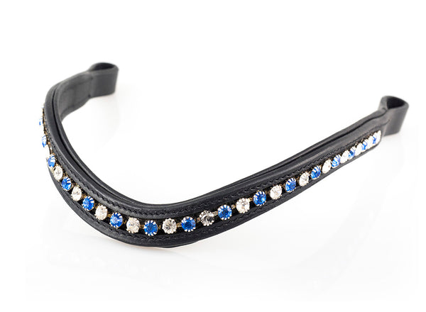 Sapphire and Clear Crystal Wave Gel Browband - Black