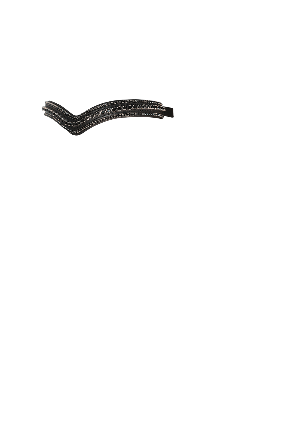 SWAROVSKI TRIPLE ROW V BLACK CRYSTAL - BLACK BROWBAND - Flexible Fit Equestrian LLC