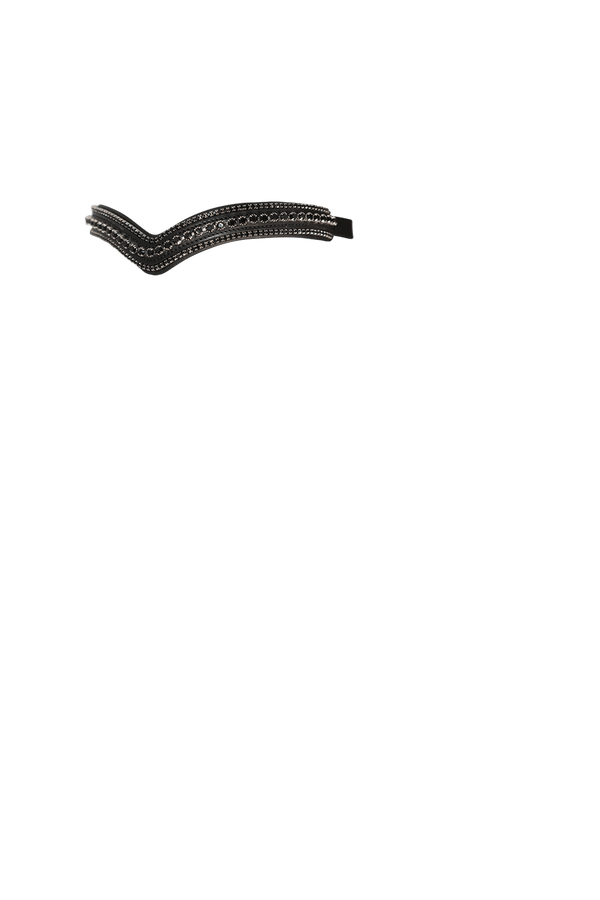 SWAROVSKI TRIPLE ROW V BLACK CRYSTAL - BLACK BROWBAND - Flexible Fit Equestrian LLC