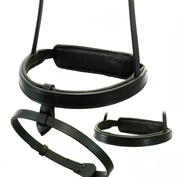 Straight Flat Plain Converter Cavesson - Black Gel Noseband