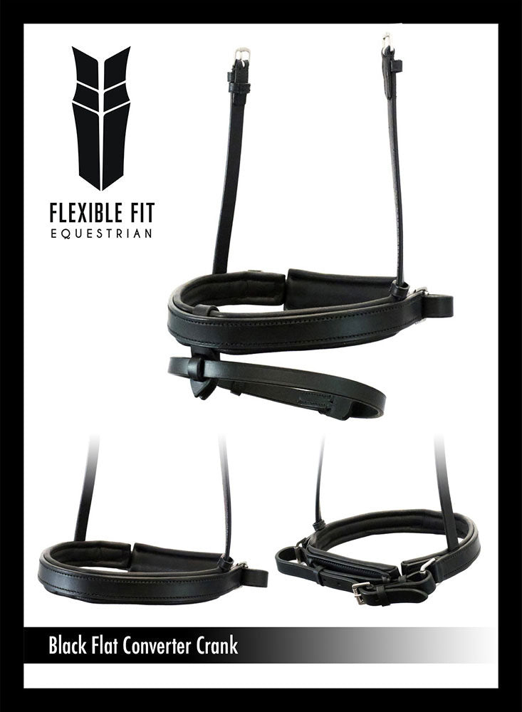 Straight Flat Plain Converter Crank - Black Gel Noseband