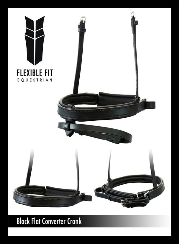 Straight Flat Plain Converter Crank - Black Gel Noseband