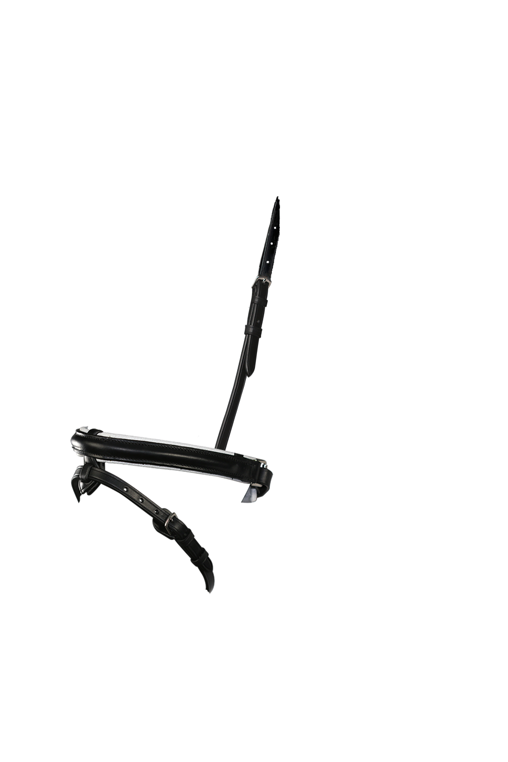 Straight Raised Plain White Padded Converter Crank - Black Gel Noseband