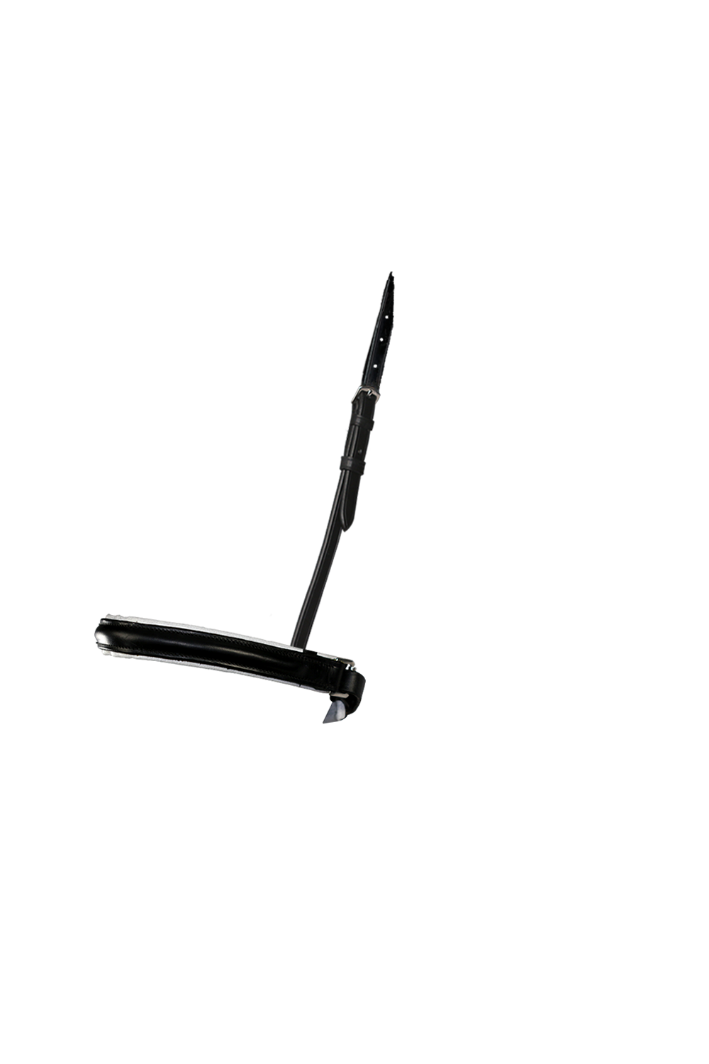 Straight Raised Plain White Padded Converter Crank - Black Gel Noseband