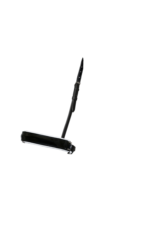 Extra Wide Straight Raised Patent White Padded Converter Crank - Black Gel Noseband