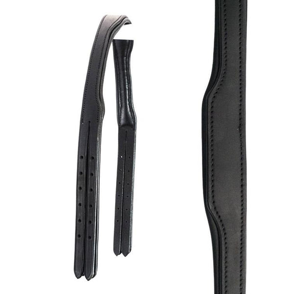 WEYMOUTH GEL PADDED CROWNPIECE WITH CUT BACK EARS 4/8 WIDE CHEEK STRAPS - BLACK - Flexible Fit Equestrian LLC