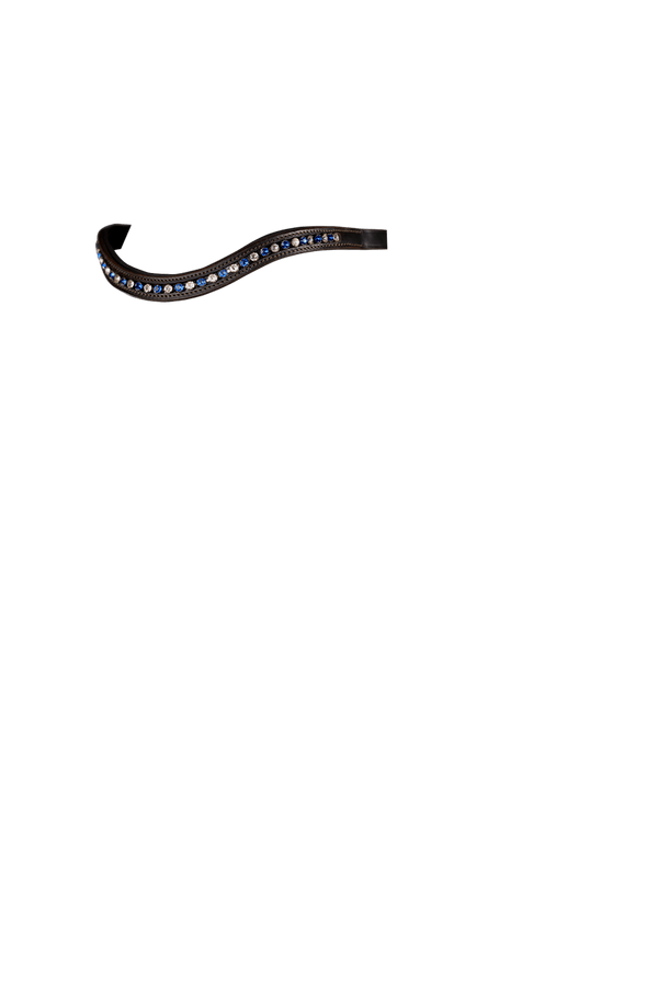 SAPPHIRE AND CLEAR MID THIN WAVE - HAVANA BROWBAND - Flexible Fit Equestrian LLC