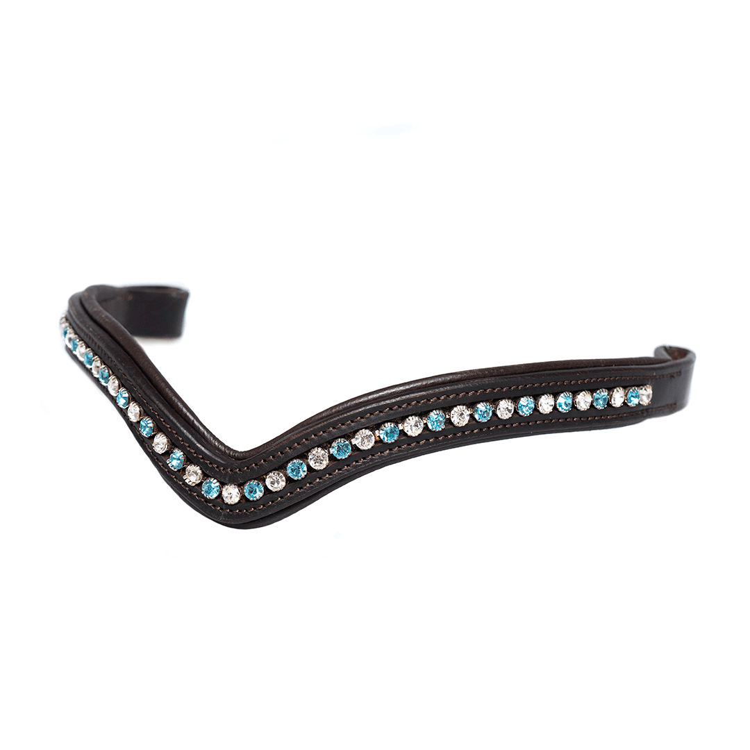 Aquamarine and Clear Mid V Gel Browband - Havana