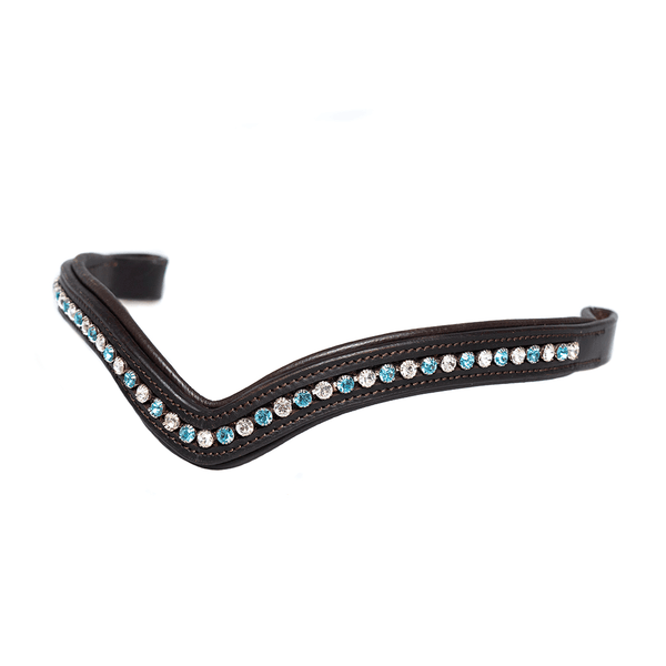 Aquamarine and Clear Mid V Gel Browband - Havana