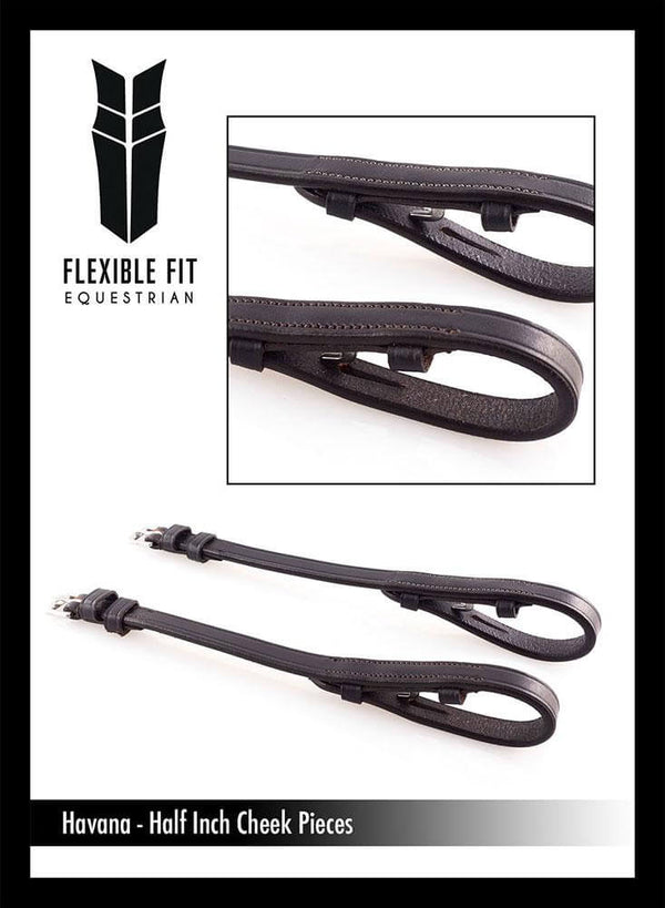 BILLET 4/8 WIDE HAVANA CHEEKPIECES - Flexible Fit Equestrian LLC