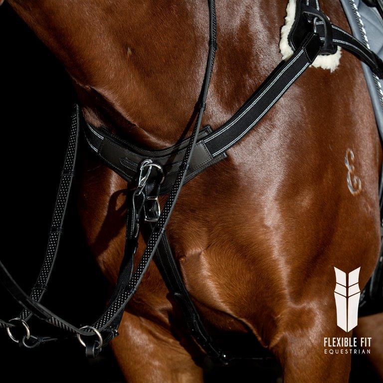 5 POINT BREASTPLATE - BLACK WITH BLACK AND SILVER ELASTIC