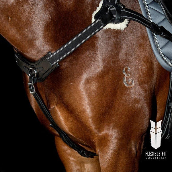 5 POINT BREASTPLATE - BLACK WITH BLACK AND SILVER ELASTIC