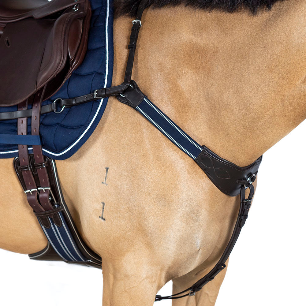 Modified bridge elastic 3-point breastplate in English leather