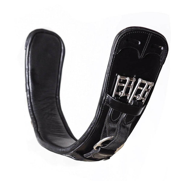 ANATOMICAL INBUILT ELASTIC DRESSAGE GIRTH - BLACK - Flexible Fit Equestrian LLC